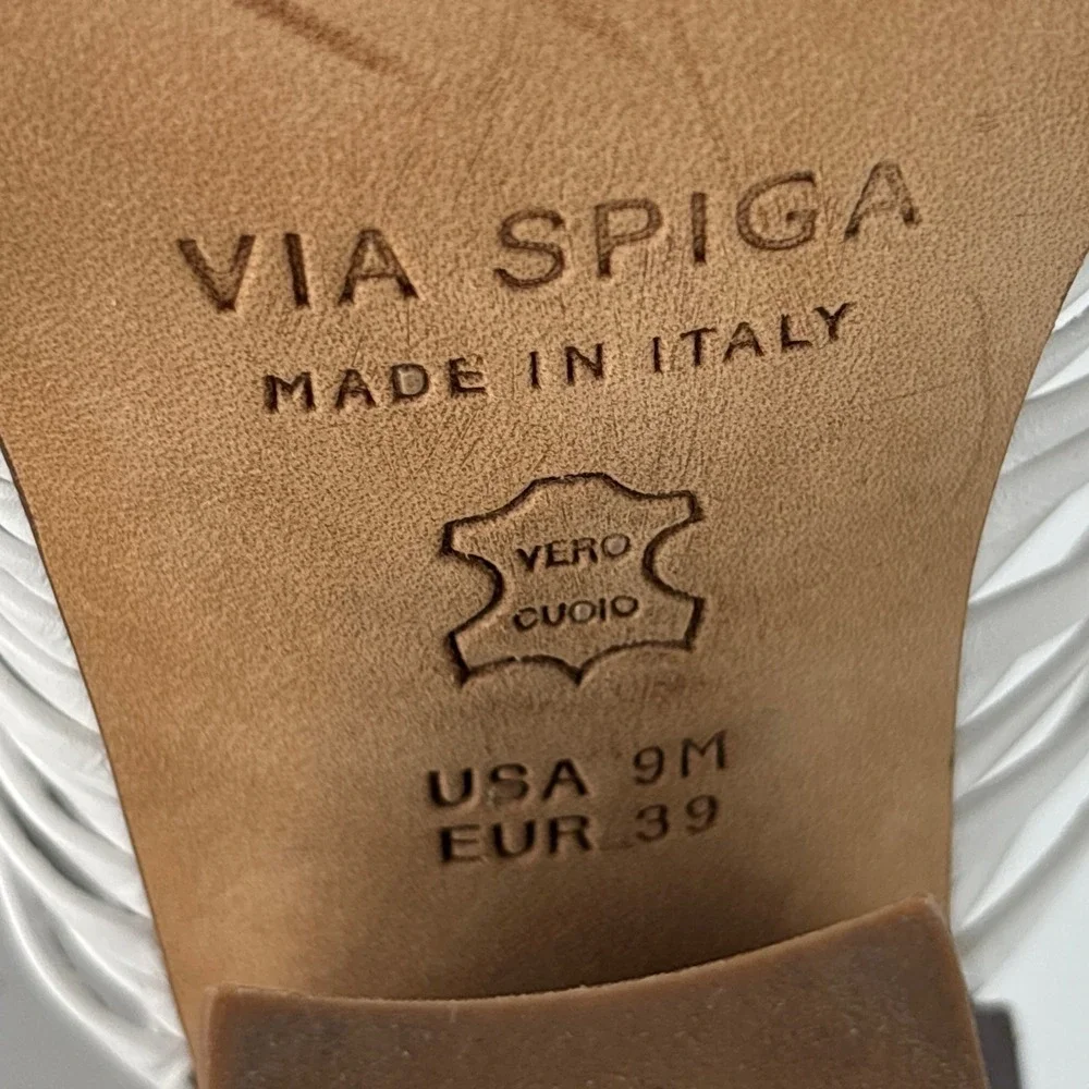 Via Spiga Mariam Block Heel Sandal Porcelain White Women Size 9 Strappy Open Toe